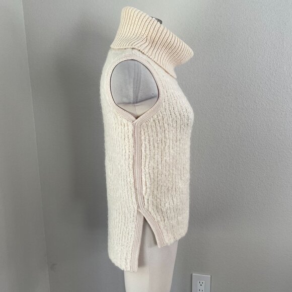 Rag & Bone Womens XXS Adele Ivory Wool Blend Turtleneck Sleeveless Sweater - Picture 4 of 11